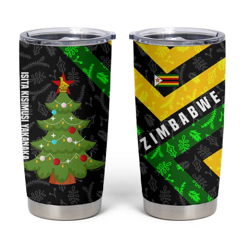 Zimbabwe Christmas Tumbler Cup Flag Colors Xmas Tree and Holiday - African Pride