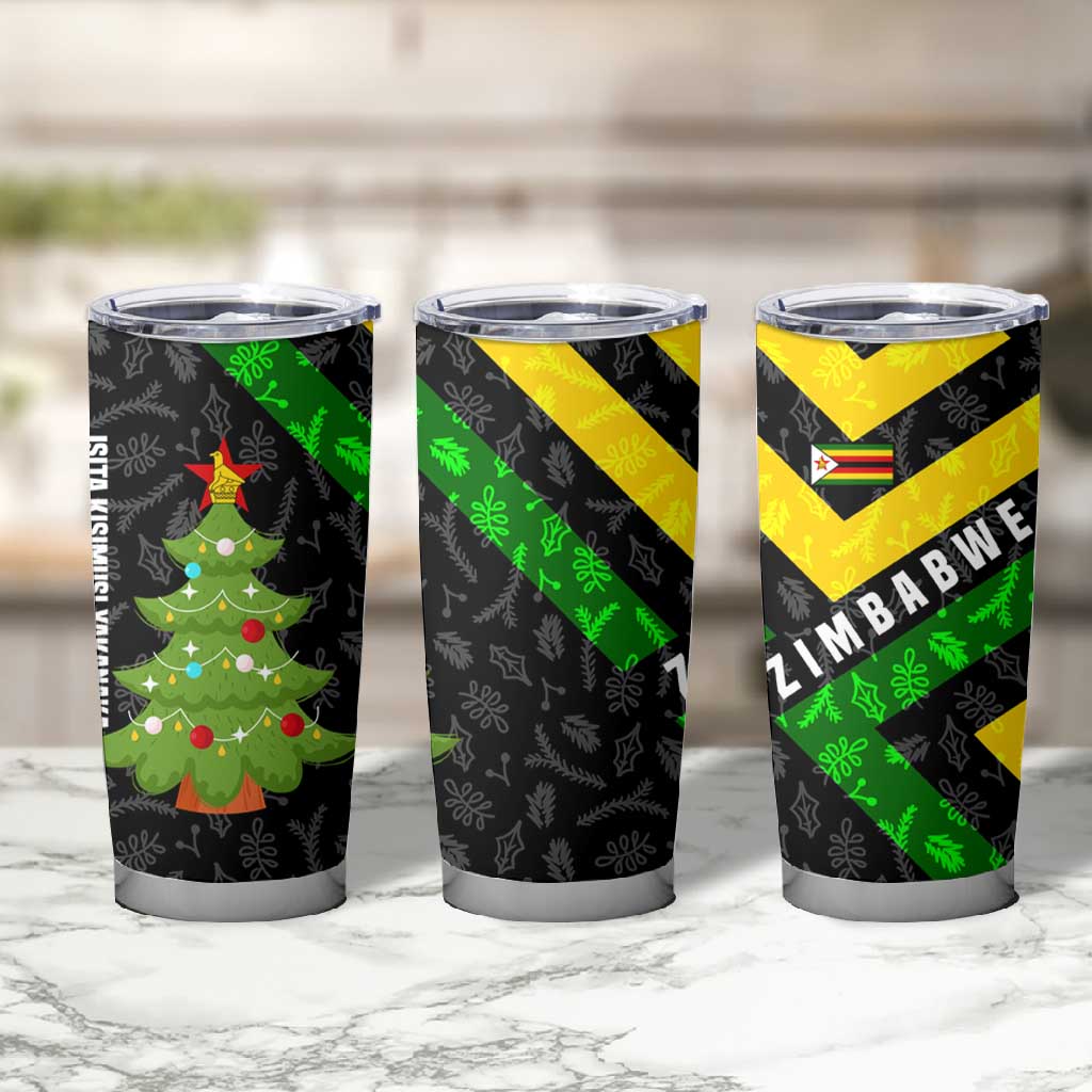 Zimbabwe Christmas Tumbler Cup Flag Colors Xmas Tree and Holiday - African Pride