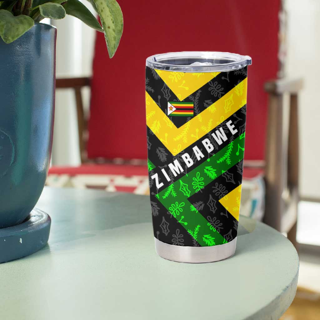 Zimbabwe Christmas Tumbler Cup Flag Colors Xmas Tree and Holiday - African Pride