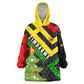 Zimbabwe Christmas Wearable Blanket Hoodie Flag Colors Xmas Tree and Holiday - African Pride