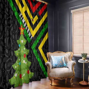 Zimbabwe Christmas Window Curtain Flag Colors Xmas Tree and Holiday - African Pride