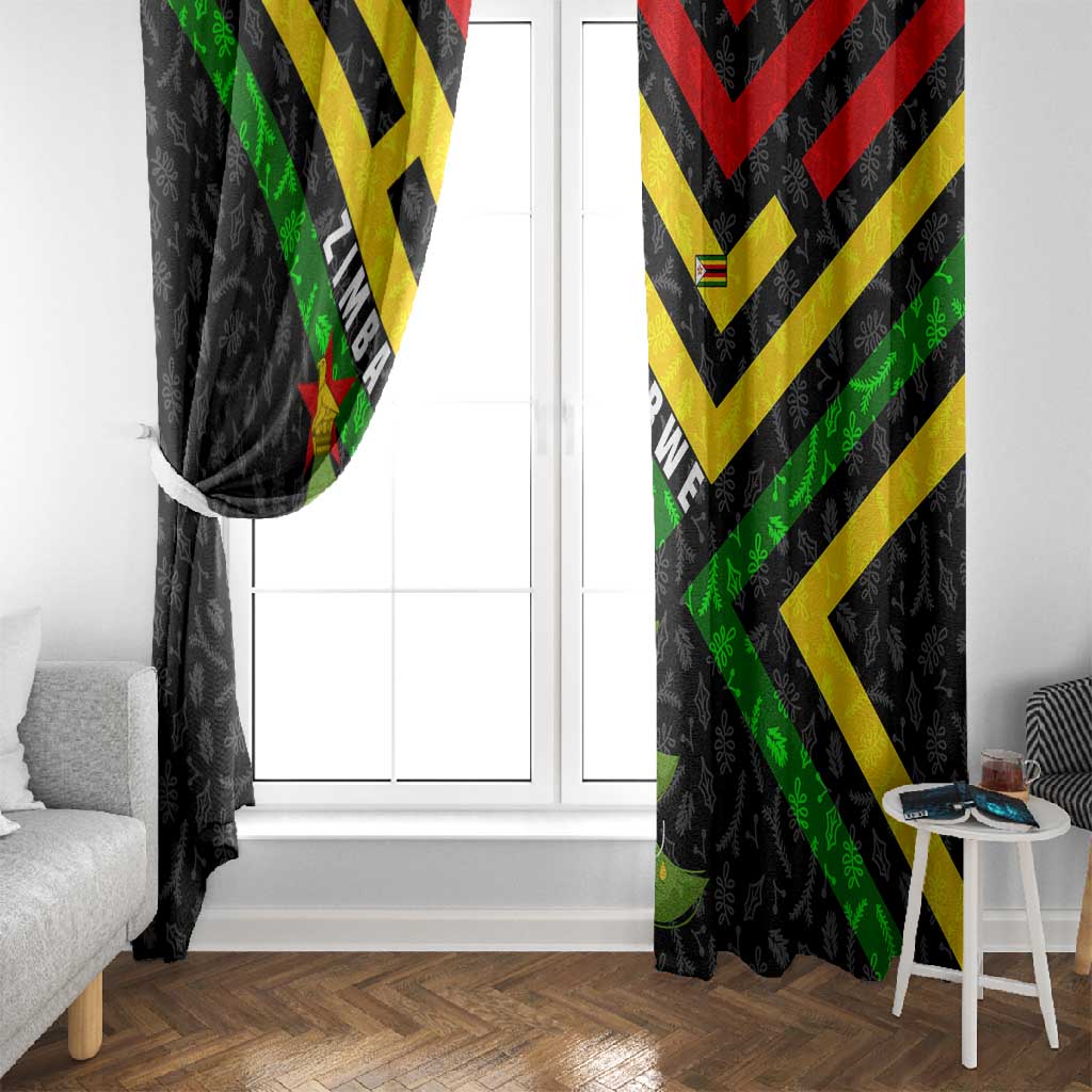Zimbabwe Christmas Window Curtain Flag Colors Xmas Tree and Holiday - African Pride