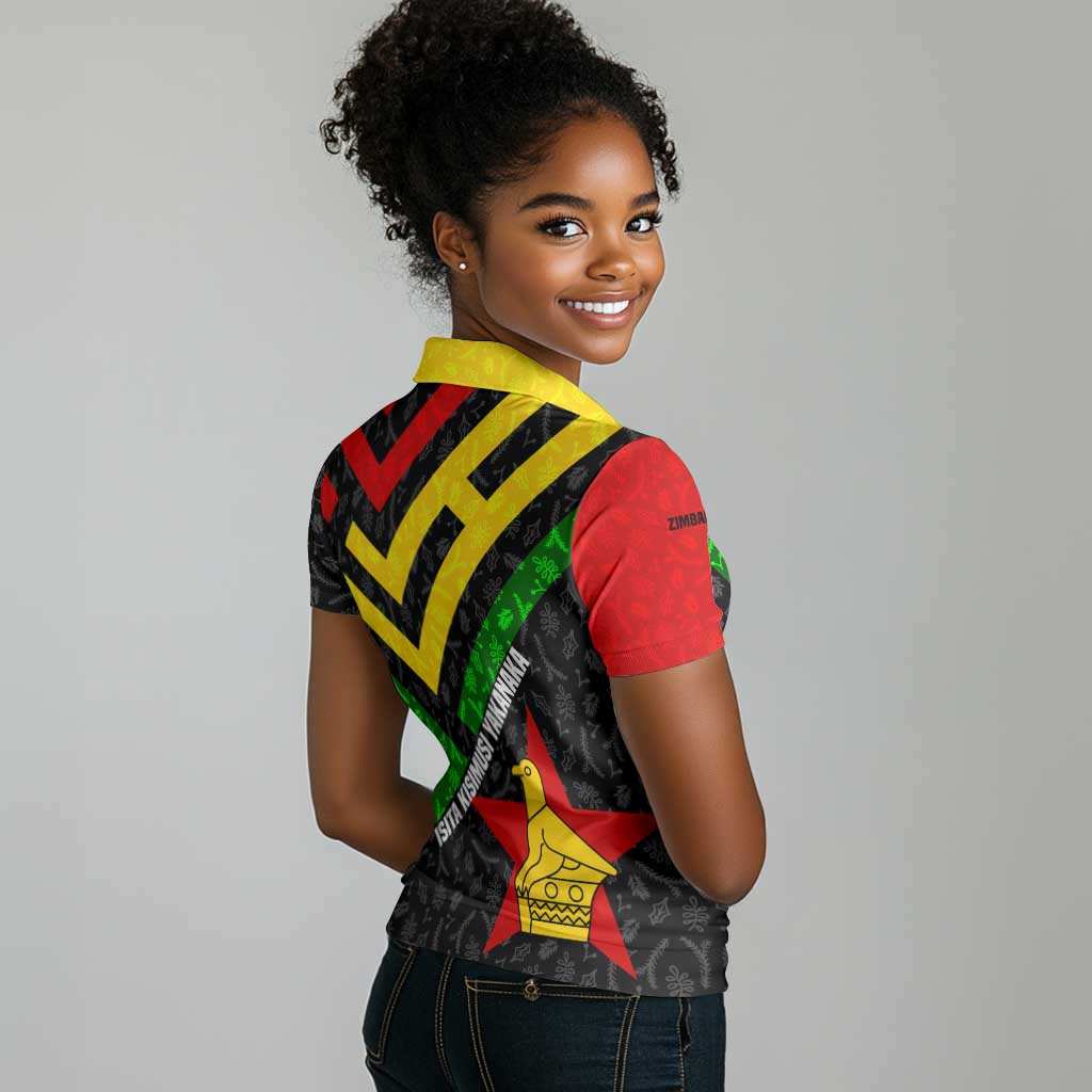 Zimbabwe Christmas Women Polo Shirt Flag Colors Xmas Tree and Holiday - African Pride