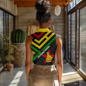 Zimbabwe Christmas Women Sleeveless Polo Shirt Flag Colors Xmas Tree and Holiday - African Pride