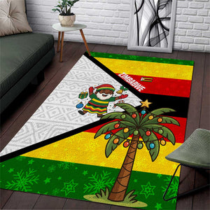 Zimbabwe Christmas Area Rug Festive Santa Palm Tree and Red Yellow Green Flag - African Pride
