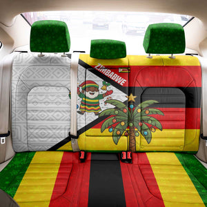 Zimbabwe Christmas Back Car Seat Cover Festive Santa Palm Tree and Red Yellow Green Flag - African Pride