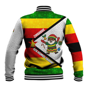 Zimbabwe Christmas Baseball Jacket Festive Santa Palm Tree and Red Yellow Green Flag - African Pride