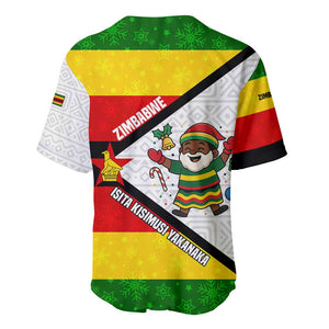 Zimbabwe Christmas Baseball Jersey Festive Santa Palm Tree and Red Yellow Green Flag - African Pride
