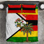 Zimbabwe Christmas Bedding Set Festive Santa Palm Tree and Red Yellow Green Flag - African Pride