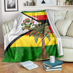Zimbabwe Christmas Blanket Festive Santa Palm Tree and Red Yellow Green Flag - African Pride
