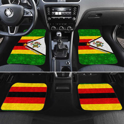 Zimbabwe Christmas Car Mats Festive Santa Palm Tree and Red Yellow Green Flag - African Pride