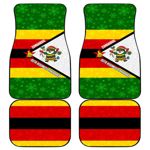 Zimbabwe Christmas Car Mats Festive Santa Palm Tree and Red Yellow Green Flag - African Pride