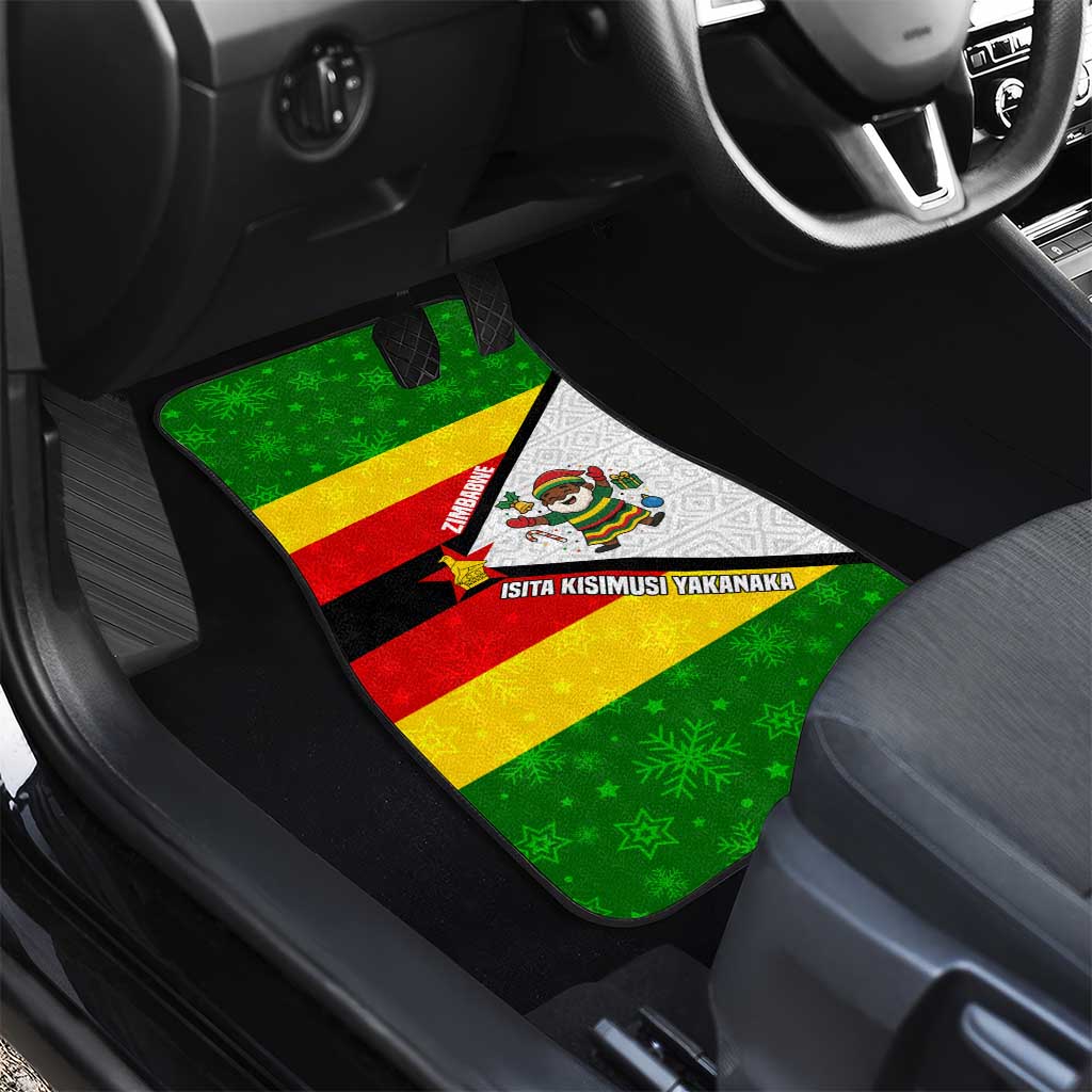 Zimbabwe Christmas Car Mats Festive Santa Palm Tree and Red Yellow Green Flag - African Pride