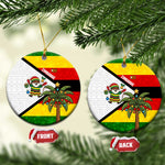 Zimbabwe Christmas Ceramic Ornament Festive Santa Palm Tree and Red Yellow Green Flag - African Pride