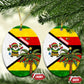 Zimbabwe Christmas Ceramic Ornament Festive Santa Palm Tree and Red Yellow Green Flag - African Pride