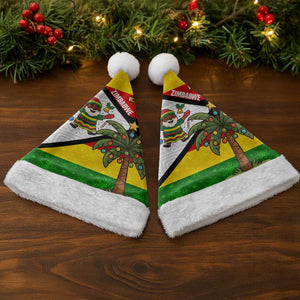 Zimbabwe Christmas Santa Hat Festive Santa Palm Tree and Red Yellow Green Flag - African Pride