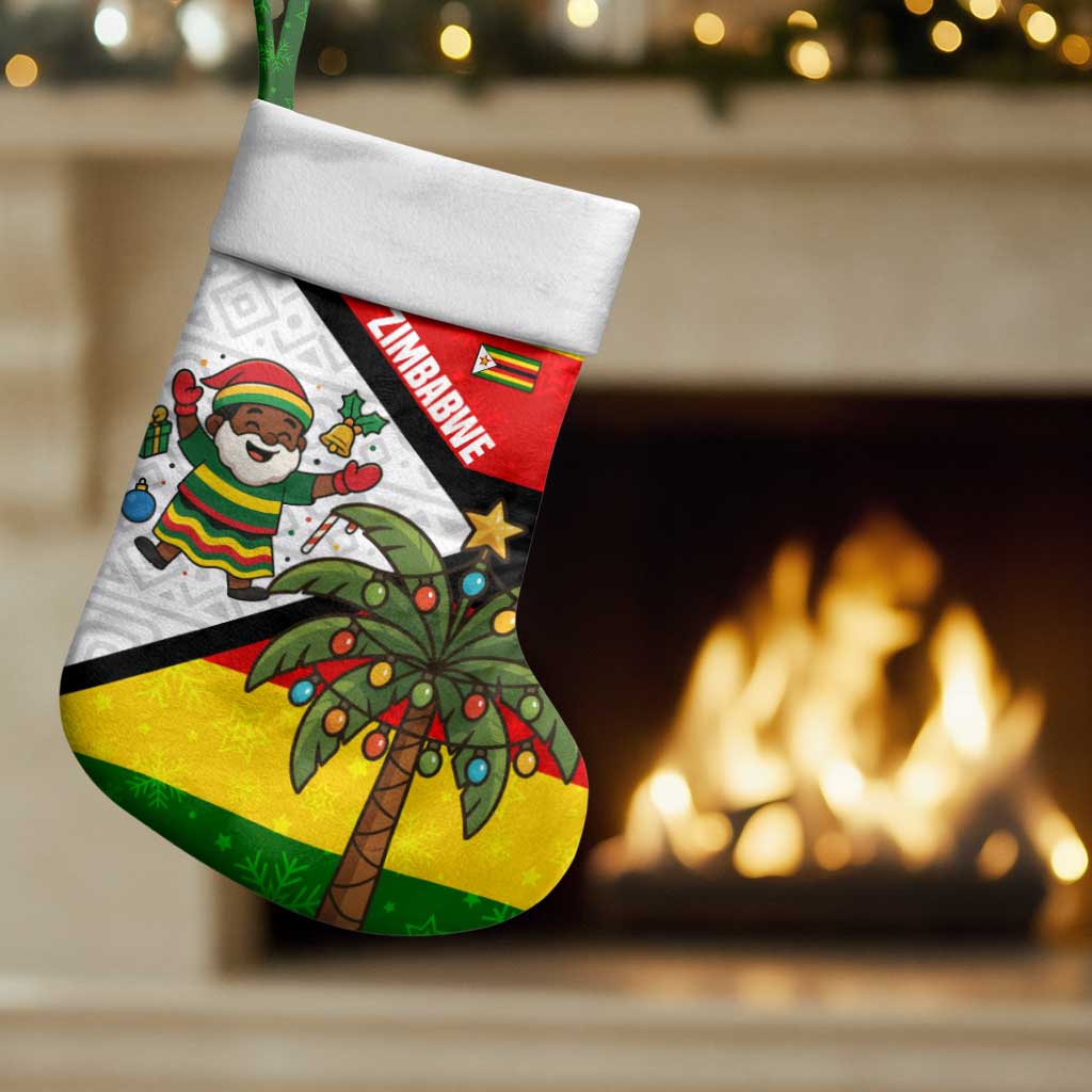 Zimbabwe Christmas Stocking Festive Santa Palm Tree and Red Yellow Green Flag - African Pride