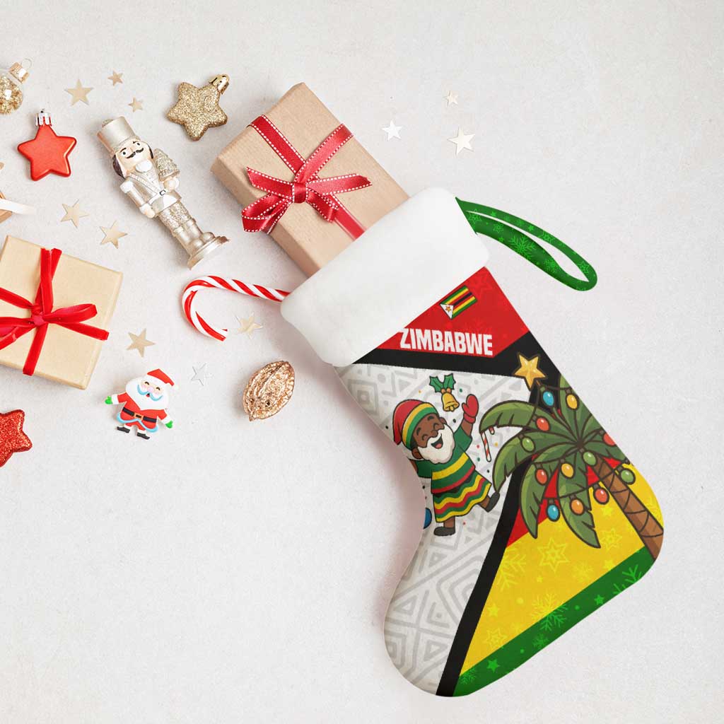 Zimbabwe Christmas Stocking Festive Santa Palm Tree and Red Yellow Green Flag - African Pride