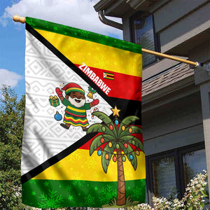 Zimbabwe Christmas Garden Flag Festive Santa Palm Tree and Red Yellow Green Flag - African Pride