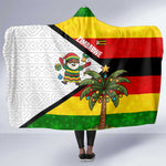 Zimbabwe Christmas Hooded Blanket Festive Santa Palm Tree and Red Yellow Green Flag - African Pride