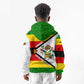 Zimbabwe Christmas Kid Hoodie Festive Santa Palm Tree and Red Yellow Green Flag - African Pride