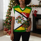 Zimbabwe Christmas Knitted V-Neck Vest Festive Santa Palm Tree and Red Yellow Green Flag - African Pride