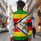 Zimbabwe Christmas Long Sleeve Button Shirt Festive Santa Palm Tree and Red Yellow Green Flag - African Pride
