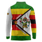 Zimbabwe Christmas Long Sleeve Polo Shirt Festive Santa Palm Tree and Red Yellow Green Flag - African Pride