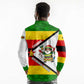 Zimbabwe Christmas Long Sleeve Polo Shirt Festive Santa Palm Tree and Red Yellow Green Flag - African Pride