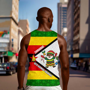 Zimbabwe Christmas Men Tank Top Festive Santa Palm Tree and Red Yellow Green Flag - African Pride