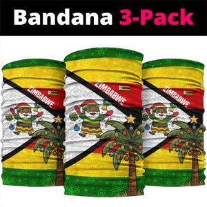 Zimbabwe Christmas Neck Gaiter Festive Santa Palm Tree and Red Yellow Green Flag - African Pride