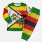Zimbabwe Christmas Pajama Set Festive Santa Palm Tree and Red Yellow Green Flag - African Pride
