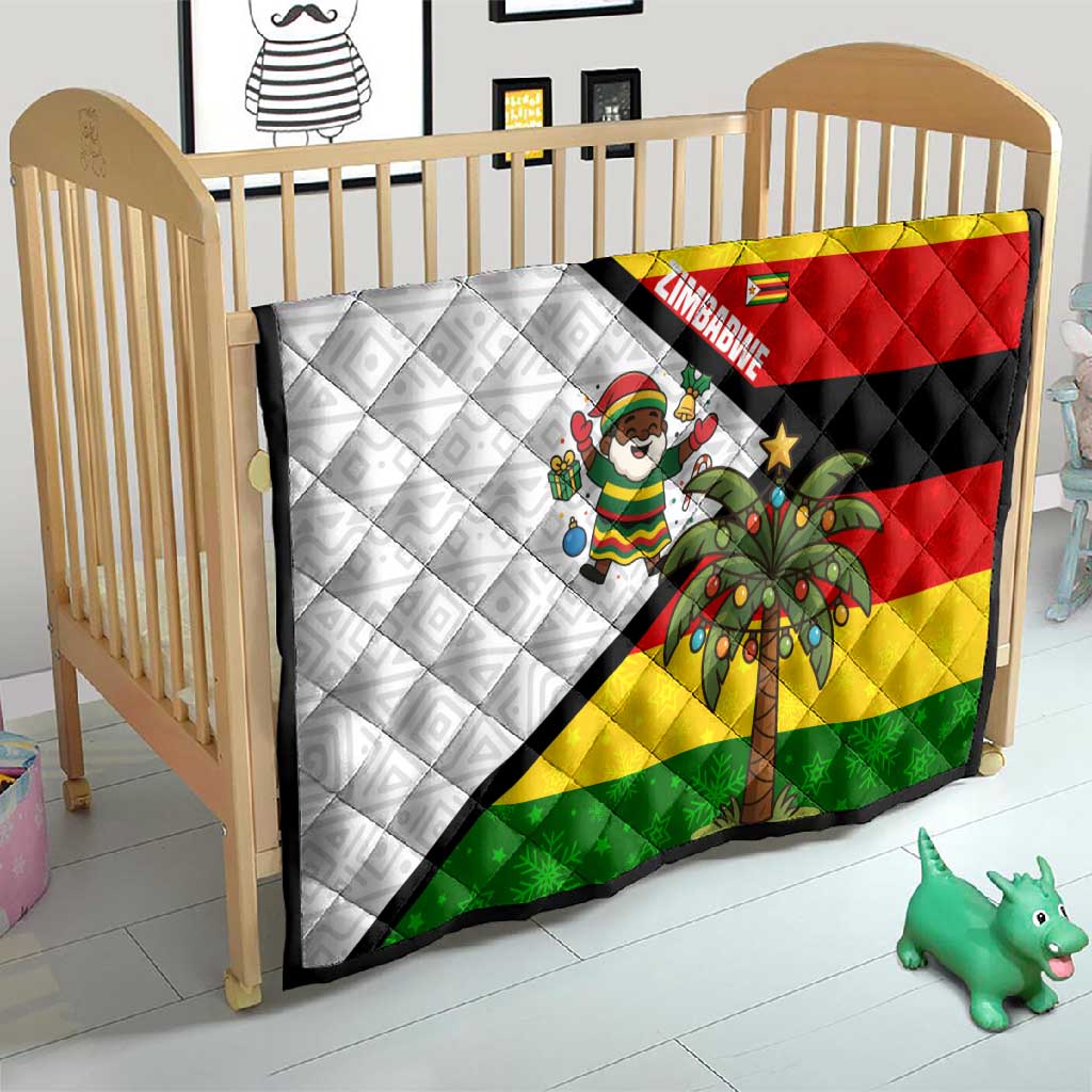 Zimbabwe Christmas Quilt Festive Santa Palm Tree and Red Yellow Green Flag - African Pride