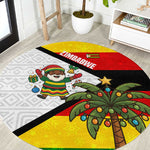 Zimbabwe Christmas Round Carpet Festive Santa Palm Tree and Red Yellow Green Flag - African Pride