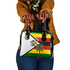 Zimbabwe Christmas Shoulder Handbag Festive Santa Palm Tree and Red Yellow Green Flag - African Pride
