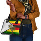 Zimbabwe Christmas Shoulder Handbag Festive Santa Palm Tree and Red Yellow Green Flag - African Pride