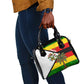 Zimbabwe Christmas Shoulder Handbag Festive Santa Palm Tree and Red Yellow Green Flag - African Pride