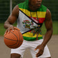 Zimbabwe Christmas Sleeveless Hoodie Festive Santa Palm Tree and Red Yellow Green Flag - African Pride
