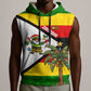 Zimbabwe Christmas Sleeveless Hoodie Festive Santa Palm Tree and Red Yellow Green Flag - African Pride