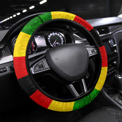 Zimbabwe Christmas Steering Wheel Cover Festive Santa Palm Tree and Red Yellow Green Flag - African Pride