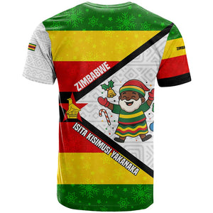 Zimbabwe Christmas T shirt Festive Santa Palm Tree and Red Yellow Green Flag - African Pride