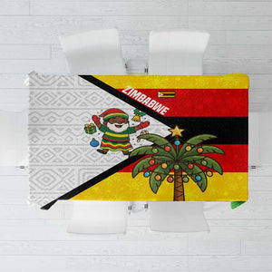 Zimbabwe Christmas Tablecloth Festive Santa Palm Tree and Red Yellow Green Flag - African Pride