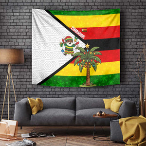 Zimbabwe Christmas Tapestry Festive Santa Palm Tree and Red Yellow Green Flag - African Pride