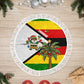 Zimbabwe Christmas Tree Skirt Festive Santa Palm Tree and Red Yellow Green Flag - African Pride