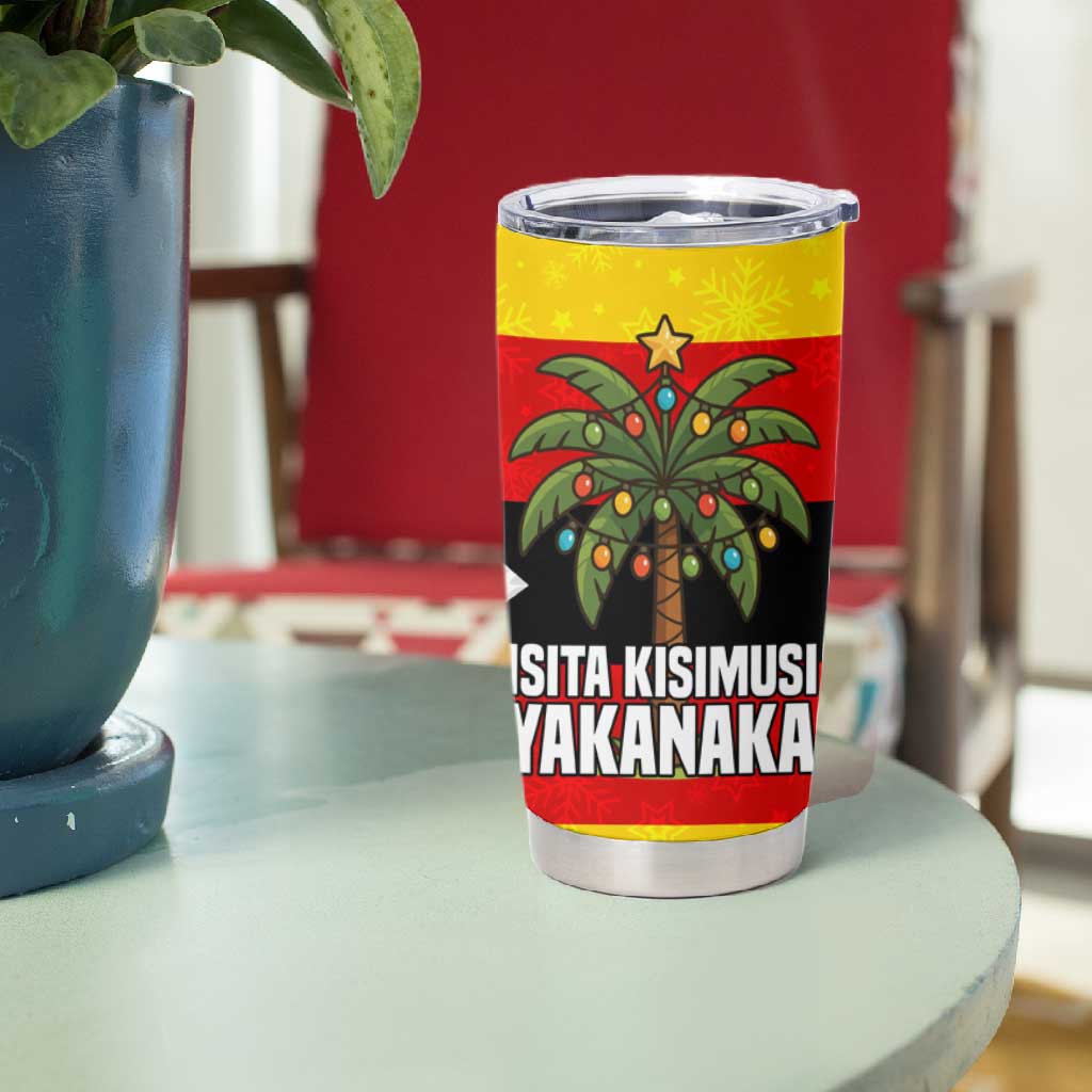 Zimbabwe Christmas Tumbler Cup Festive Santa Palm Tree and Red Yellow Green Flag - African Pride