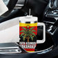 Zimbabwe Christmas Tumbler With Handle Festive Santa Palm Tree and Red Yellow Green Flag - African Pride