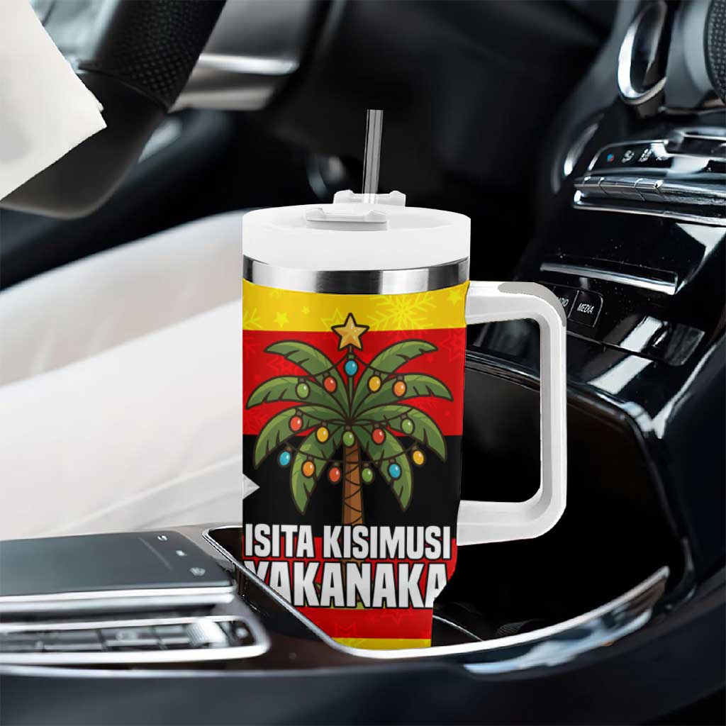 Zimbabwe Christmas Tumbler With Handle Festive Santa Palm Tree and Red Yellow Green Flag - African Pride