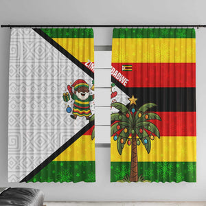 Zimbabwe Christmas Window Curtain Festive Santa Palm Tree and Red Yellow Green Flag - African Pride