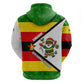 Zimbabwe Christmas Zip Hoodie Festive Santa Palm Tree and Red Yellow Green Flag - African Pride