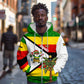 Zimbabwe Christmas Zip Hoodie Festive Santa Palm Tree and Red Yellow Green Flag - African Pride
